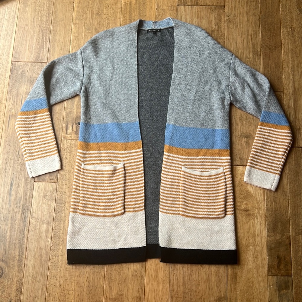 Staccato Color Block and Striped Cardigan in Size Medium
